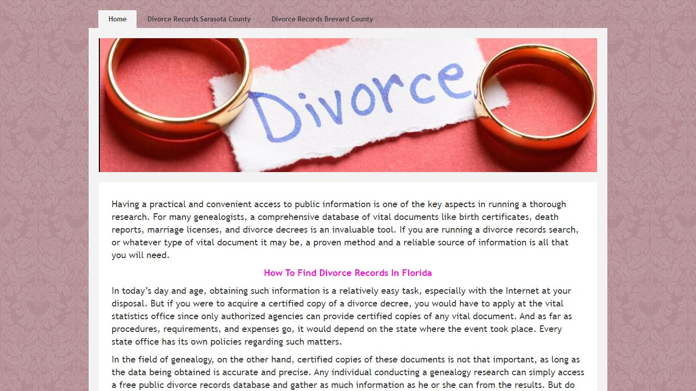 Florida Divorce Records Online